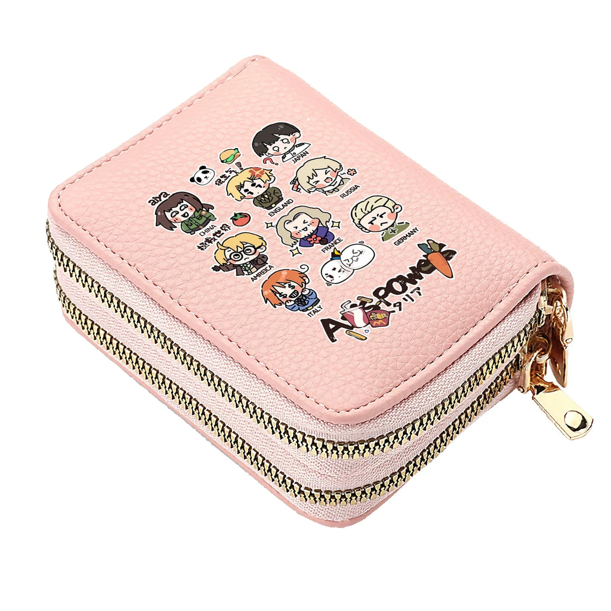Axis Powers Anime PU Leather Wallet with Double Zipper Compartment Image
