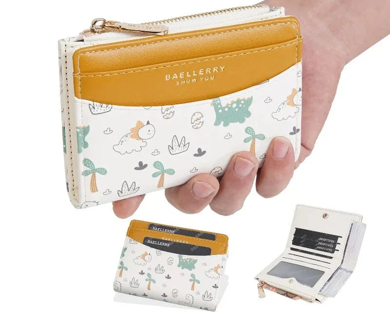 Girls' PU Leather Wallet with Cartoon Patterns and Coin Purse