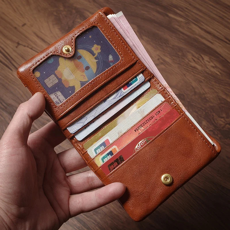 Luxury Genuine Leather Bifold Wallet - Compact and Lightweight