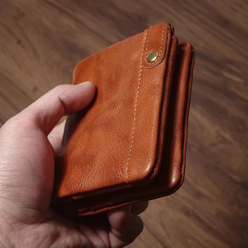 Luxury Genuine Leather Bifold Wallet - Compact and Lightweight
