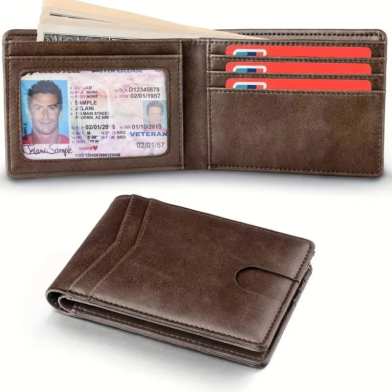 Lightweight Vintage Bifold Wallet – Stylish and Durable Card Holder with Coin Compartment Image