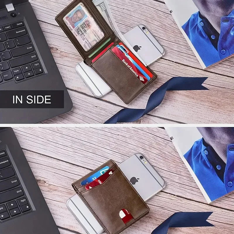 Lightweight Vintage Bifold Wallet – Stylish and Durable Card Holder with Coin Compartment