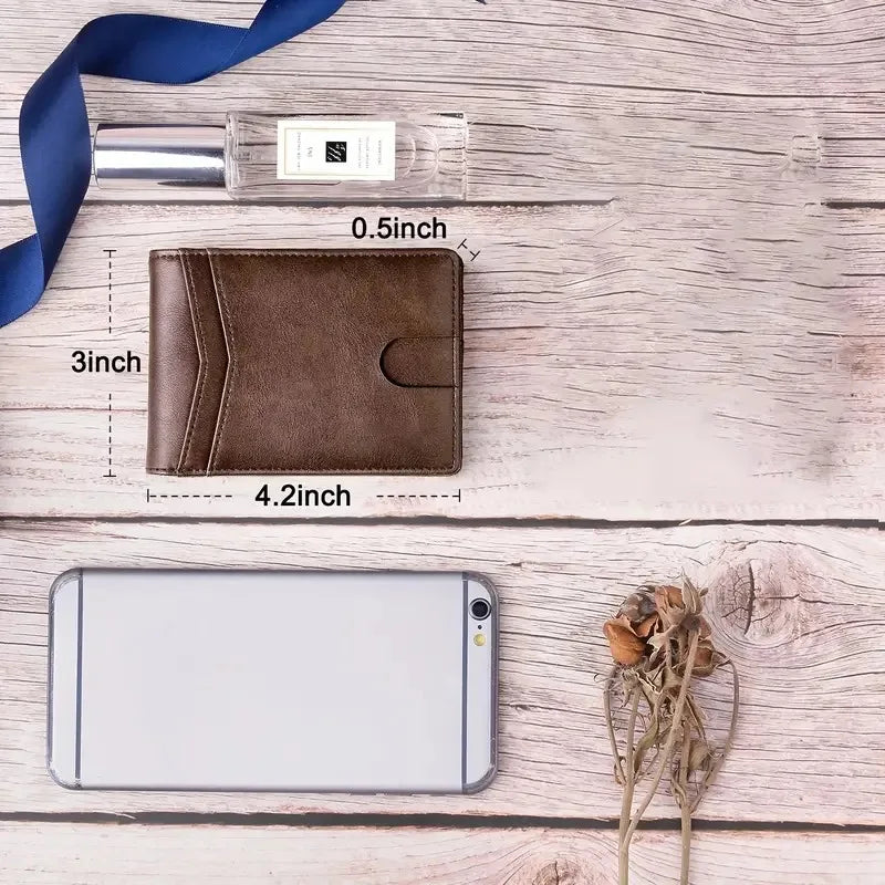 Lightweight Vintage Bifold Wallet – Stylish and Durable Card Holder with Coin Compartment