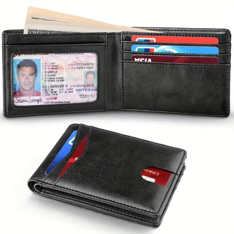 Lightweight Vintage Bifold Wallet – Stylish and Durable Card Holder with Coin Compartment