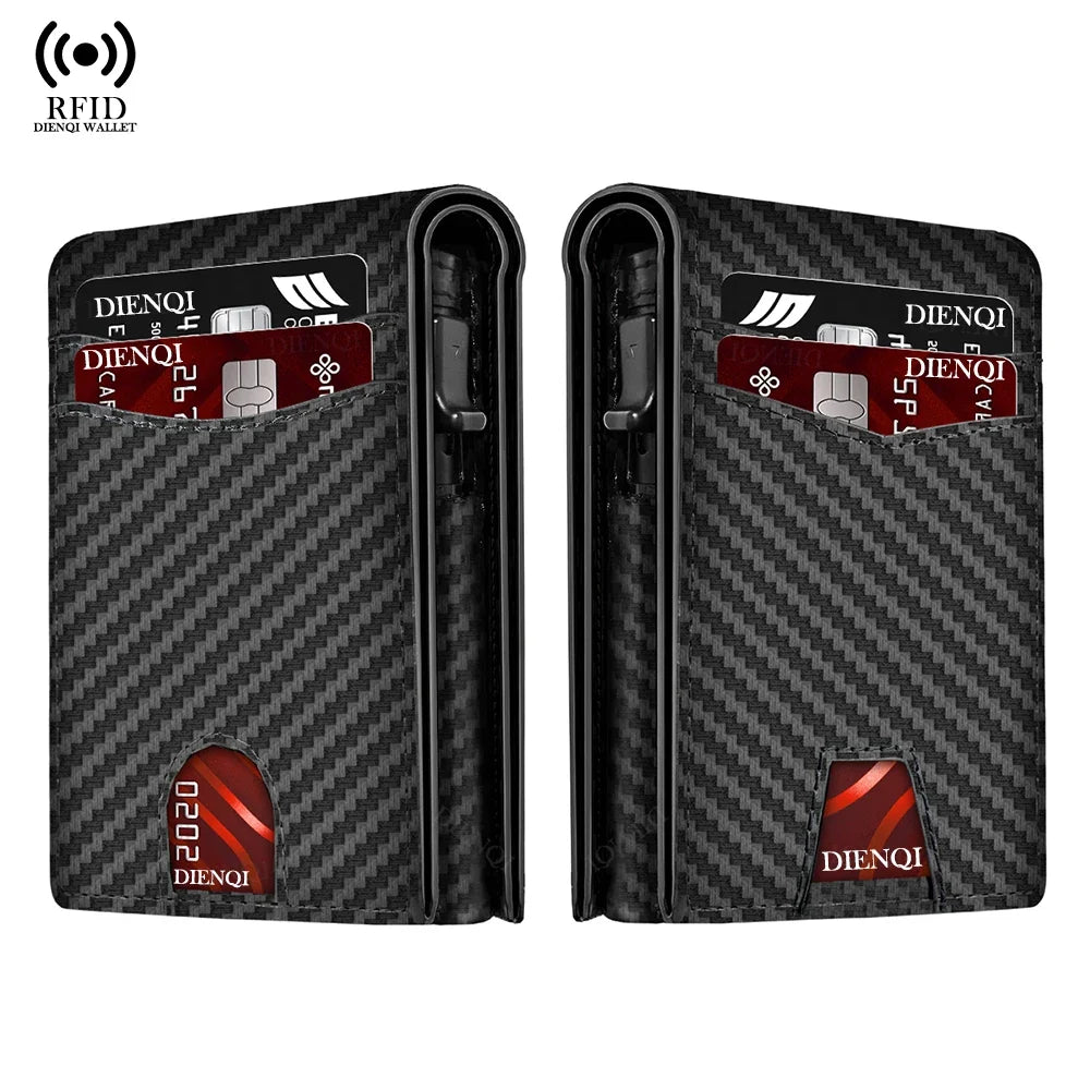 Men's Carbon Fiber Wallet with RFID Blocking and Aluminum Case