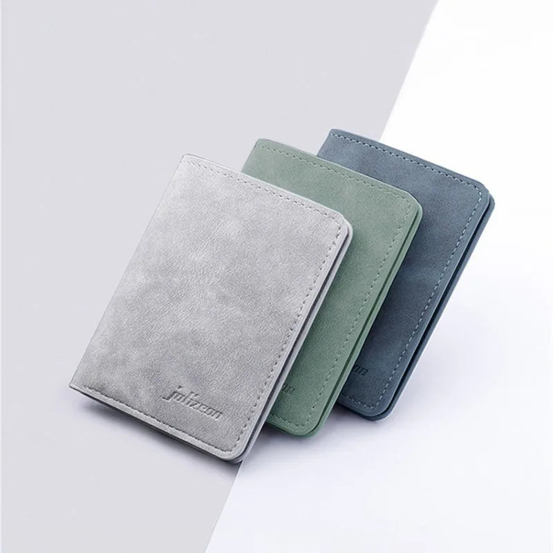 Compact Unisex PU Leather Wallet with Card Holder and Multiple Compartments