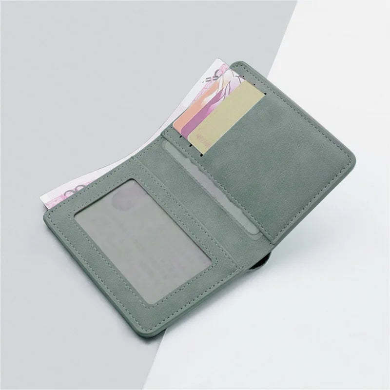 Compact Unisex PU Leather Wallet with Card Holder and Multiple Compartments