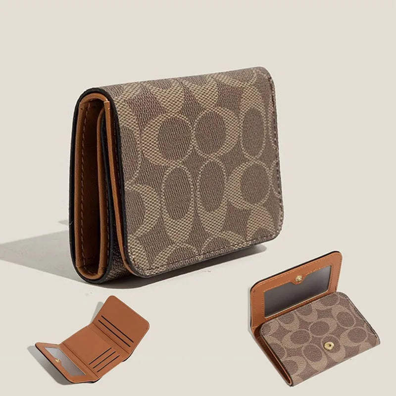Unisex Compact PVC Three-Fold Wallet with Card Holder and Coin Purse