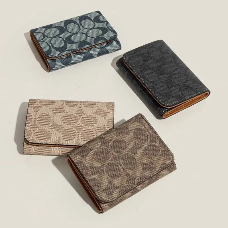 Unisex Compact PVC Three-Fold Wallet with Card Holder and Coin Purse Image