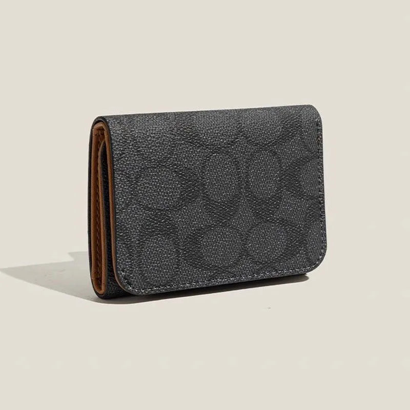 Unisex Compact PVC Three-Fold Wallet with Card Holder and Coin Purse