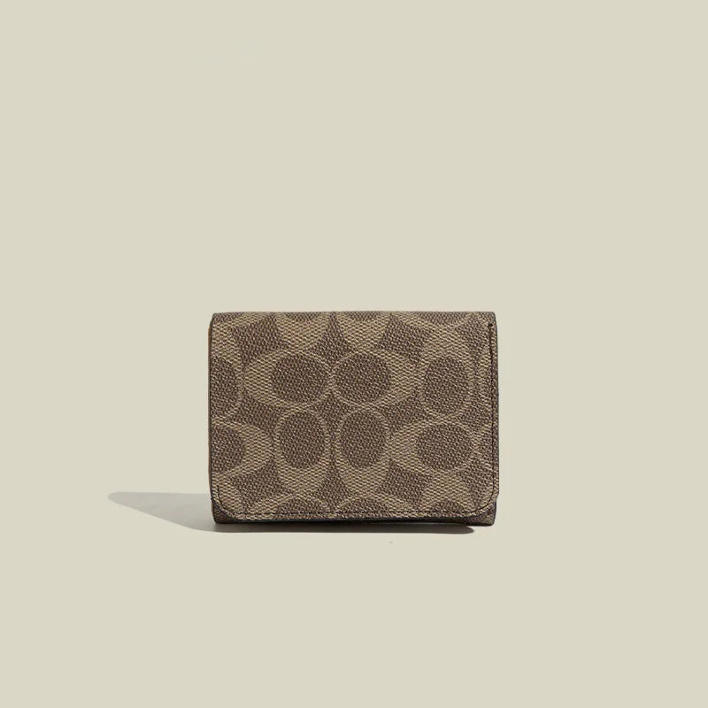 Unisex Compact PVC Three-Fold Wallet with Card Holder and Coin Purse