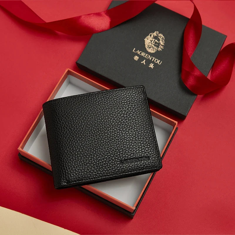 Genuine Leather Wallet for Men with Zipper Pocket