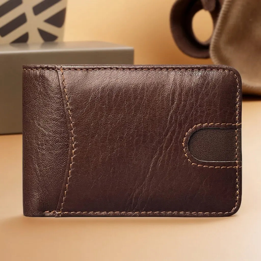 Genuine Leather Wallet for Men – Simple Bifold with RFID Protection, Multiple Colors Available