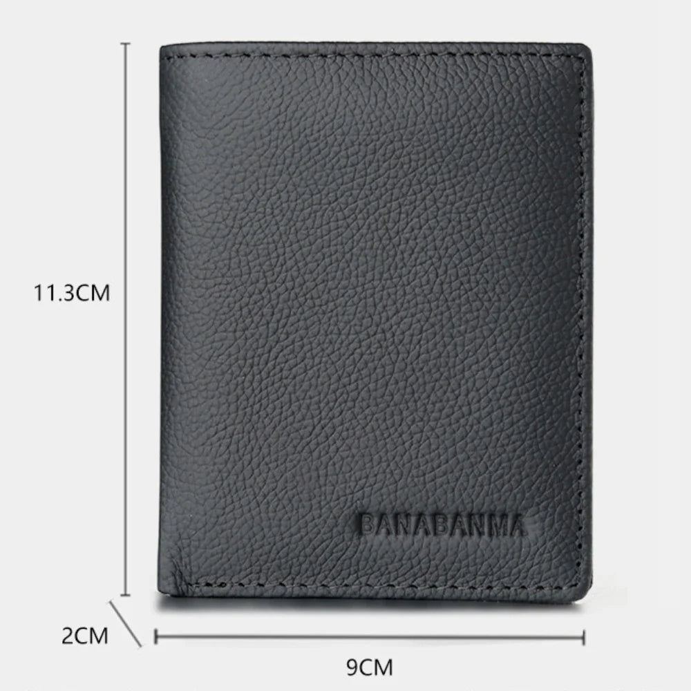 Compact Genuine Leather Men's Wallet with Card Holder and Multi-Function Compartments