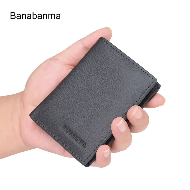Compact Genuine Leather Men's Wallet with Card Holder and Multi-Function Compartments Image
