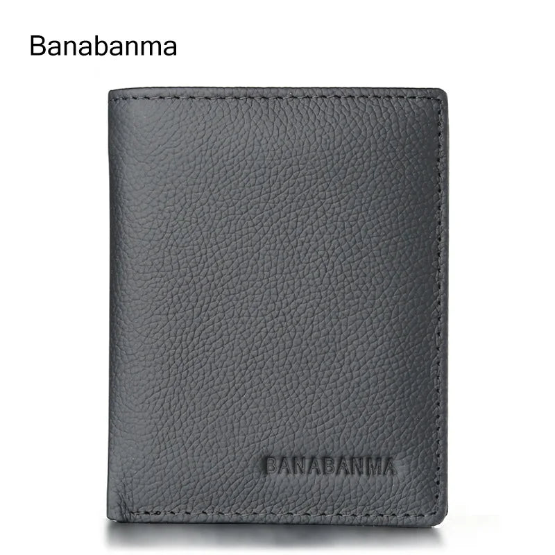 Compact Genuine Leather Men's Wallet with Card Holder and Multi-Function Compartments