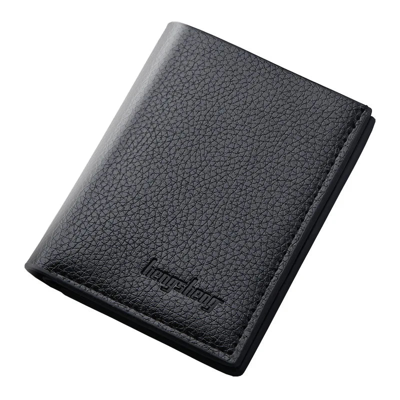 Compact Genuine Leather Men's Wallet with Card Holder and Multi-Function Compartments