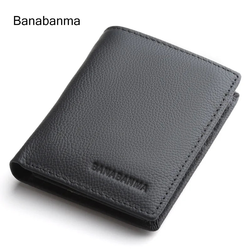 Compact Genuine Leather Men's Wallet with Card Holder and Multi-Function Compartments