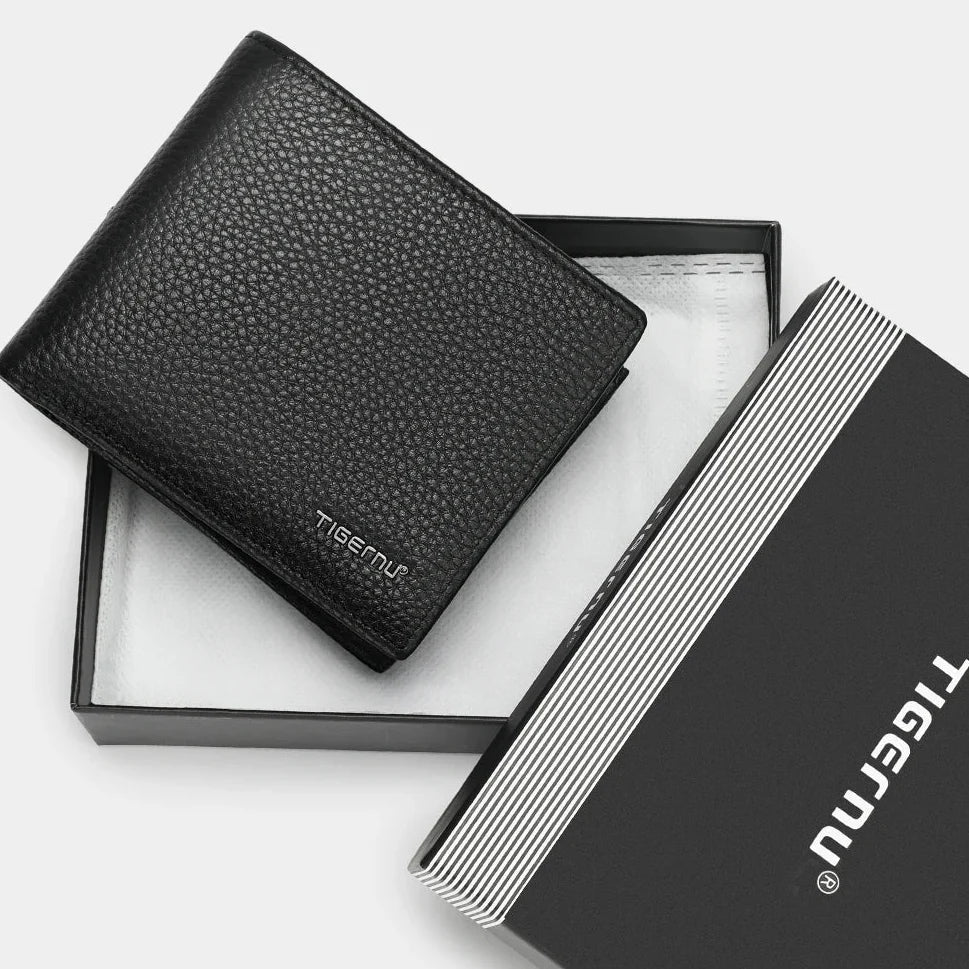 Compact Genuine Leather Men's Wallet with Card Holder and Stylish Compartments
