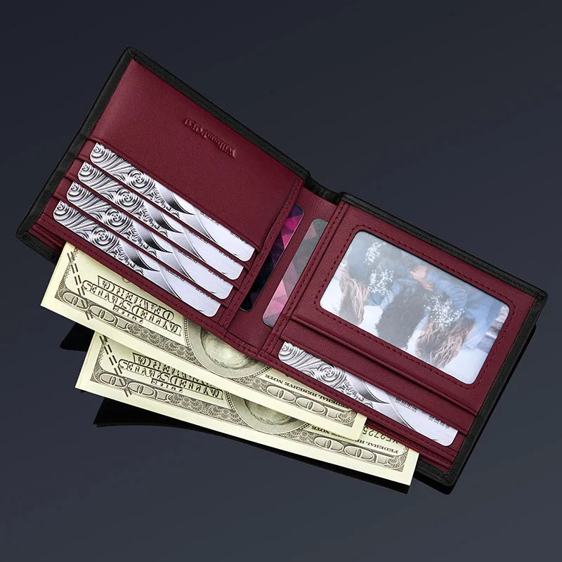 Compact Genuine Leather Wallet for Men with Multi-Card Holder