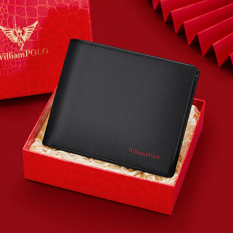 Compact Genuine Leather Wallet for Men with Multi-Card Holder