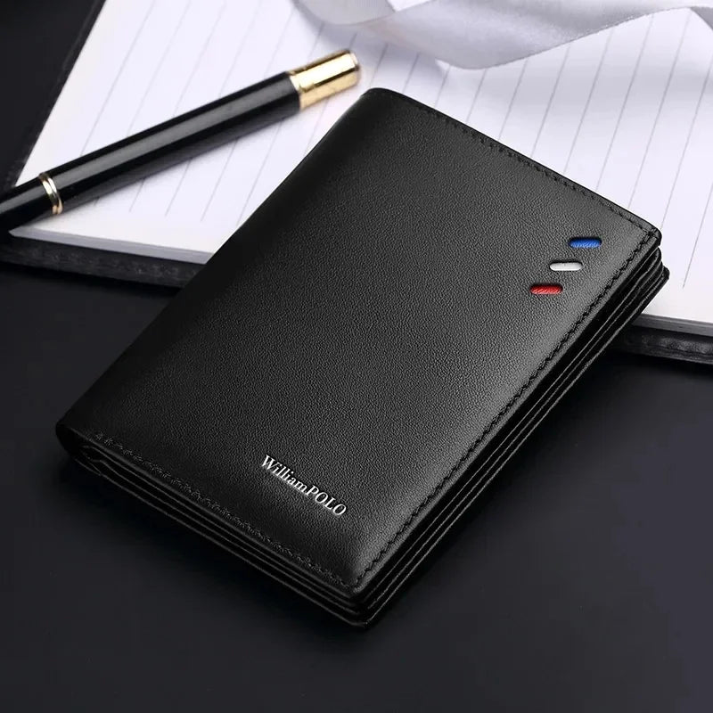 Compact Genuine Leather Men's Wallet with Card Holder and Slim Compartments