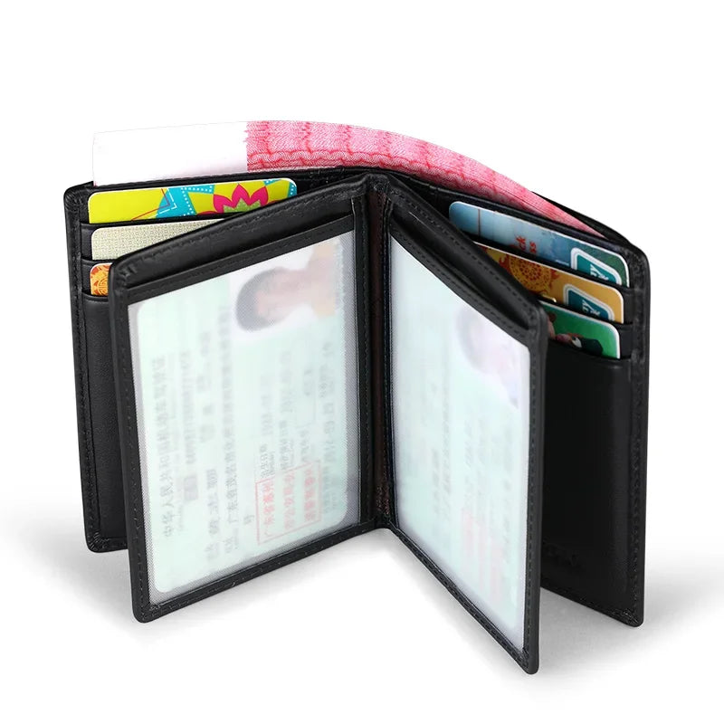 Compact Genuine Leather Men's Wallet with Card Holder and Slim Compartments