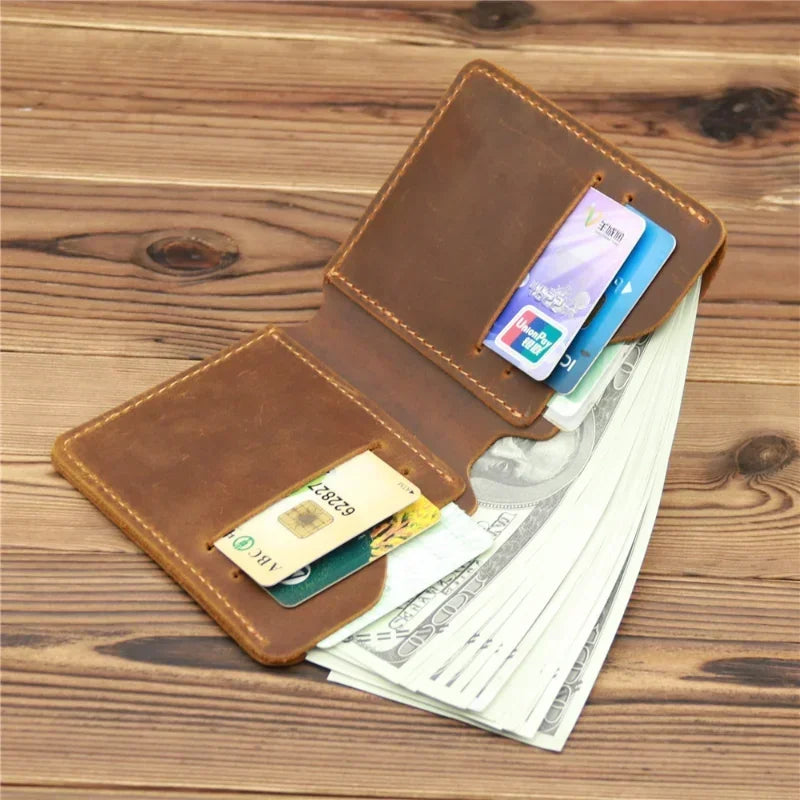 Genuine Leather Wallet for Men – Vertical Wallet with 6 Card Slots and Bill Compartment