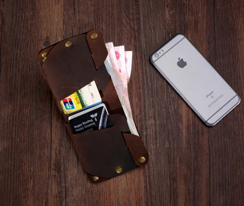 Genuine Leather Wallet for Men – Short Leather Wallet with Rivets, Card Holder and Coin Pocket Image