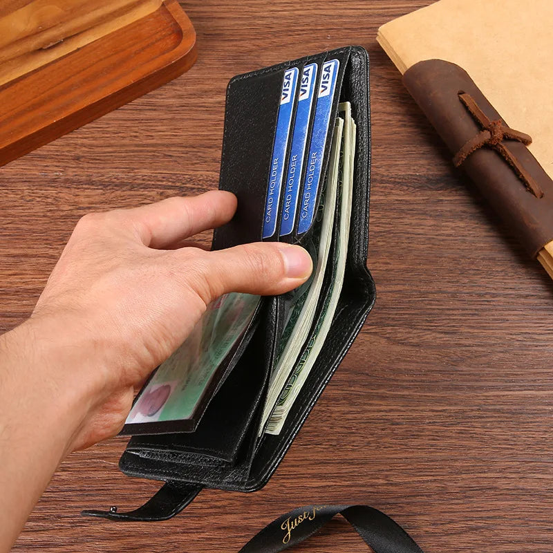 PU Leather Wallet for Men – Slim Bifold Wallet with Card Holder, Coin Pocket, and Buckle Closure
