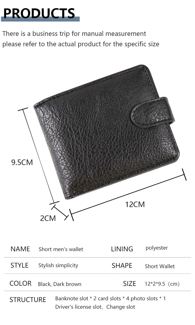 PU Leather Wallet for Men – Slim Bifold Wallet with Card Holder, Coin Pocket, and Buckle Closure