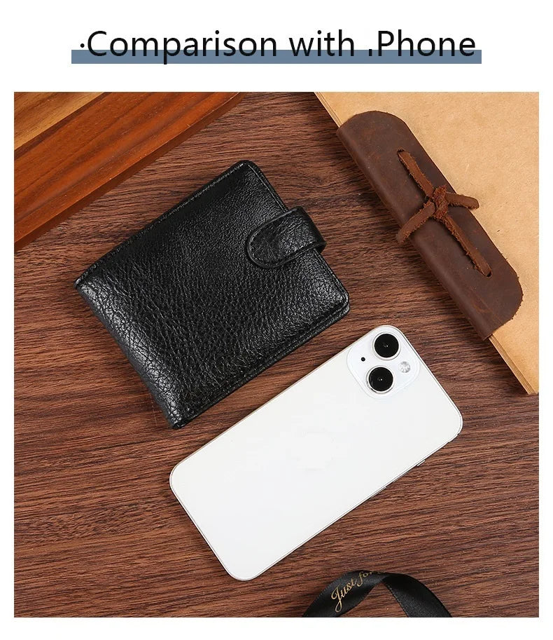 PU Leather Wallet for Men – Slim Bifold Wallet with Card Holder, Coin Pocket, and Buckle Closure