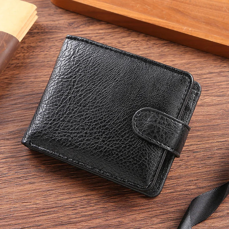 PU Leather Wallet for Men – Slim Bifold Wallet with Card Holder, Coin Pocket, and Buckle Closure