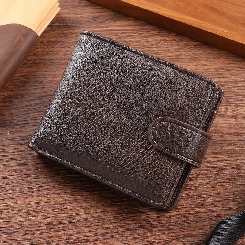 PU Leather Wallet for Men – Slim Bifold Wallet with Card Holder, Coin Pocket, and Buckle Closure