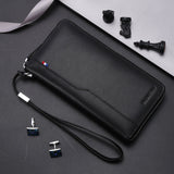 Genuine Leather Long Wallet – RFID Wallet with Zipper, Card Holder, and Coin Pocket
