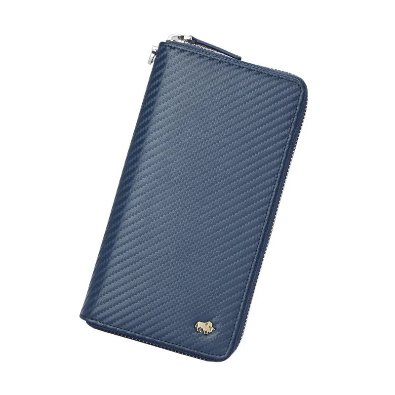 Genuine Leather Long Wallet – RFID Wallet with Zipper, Card Holder, and Coin Pocket