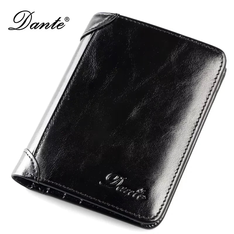 Genuine Leather Wallet for Men – RFID Theft Protection, Retro, Multi-Function with Bill Clips