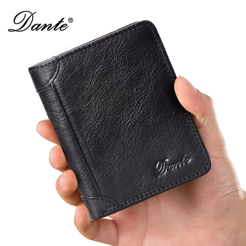 Genuine Leather Wallet for Men – RFID Theft Protection, Retro, Multi-Function with Bill Clips