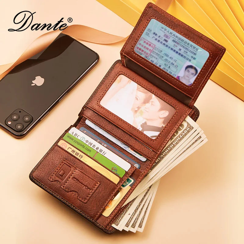 Genuine Leather Wallet for Men – RFID Theft Protection, Retro, Multi-Function with Bill Clips Image