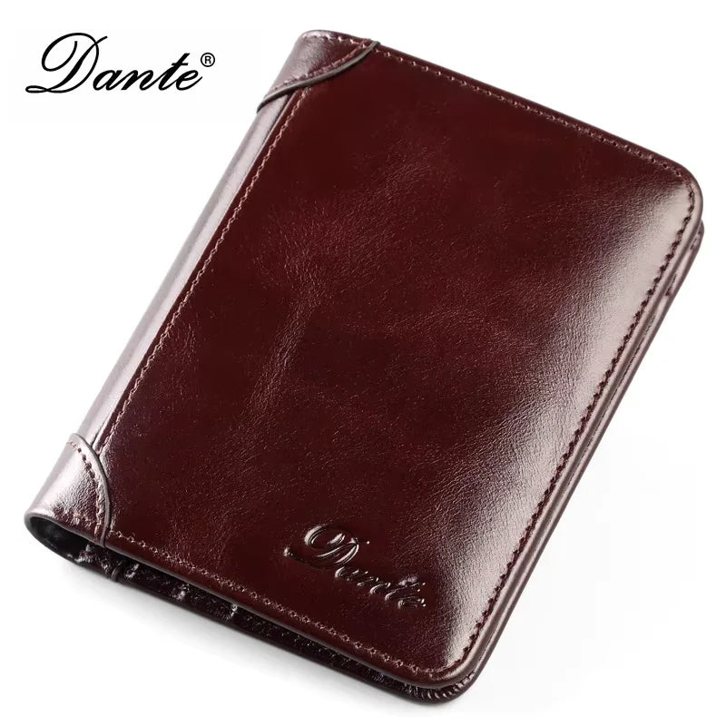 Genuine Leather Wallet for Men – RFID Theft Protection, Retro, Multi-Function with Bill Clips
