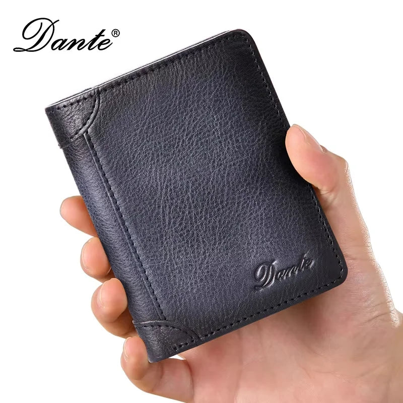 Genuine Leather Wallet for Men – RFID Theft Protection, Retro, Multi-Function with Bill Clips