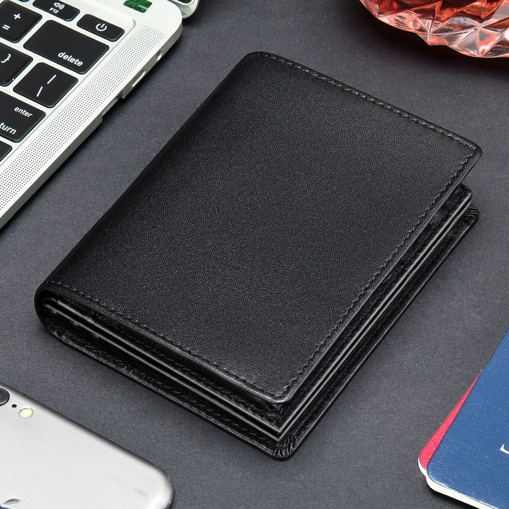 Men's RFID Leather Wallet – Genuine Cowhide, Vintage Design, Horizontal Fold