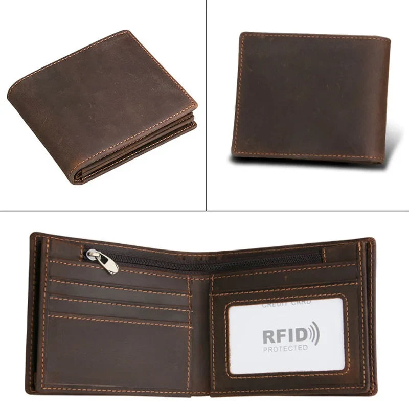 Genuine Leather RFID Wallet for Men – Vintage Wallet with Card and Coin Compartments