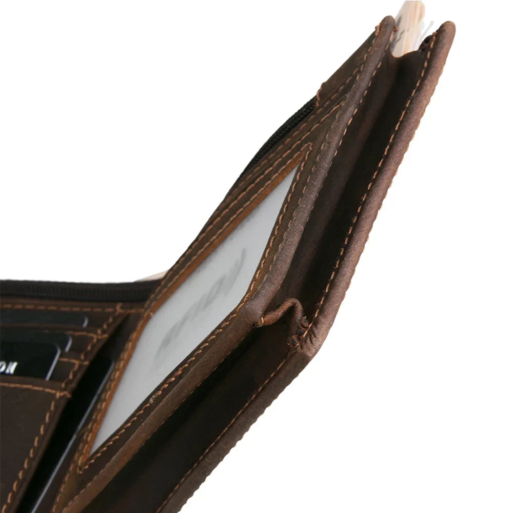 Genuine Leather RFID Wallet for Men – Vintage Wallet with Card and Coin Compartments