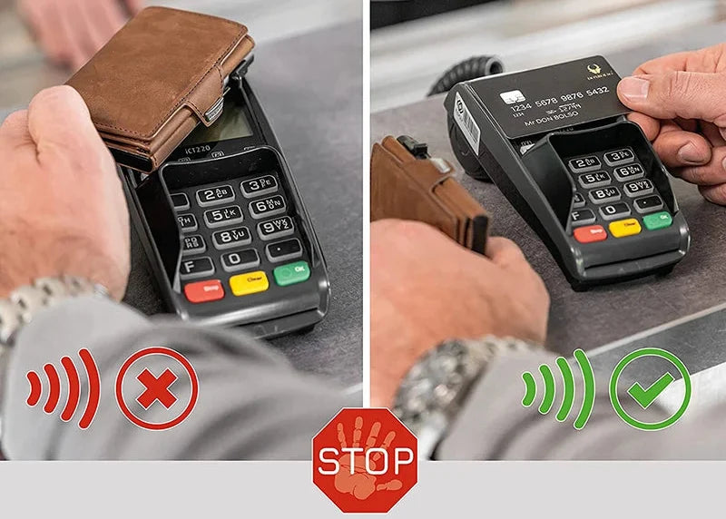 Genuine Leather RFID Pop-Up Compact Wallet with Secure Card Holder
