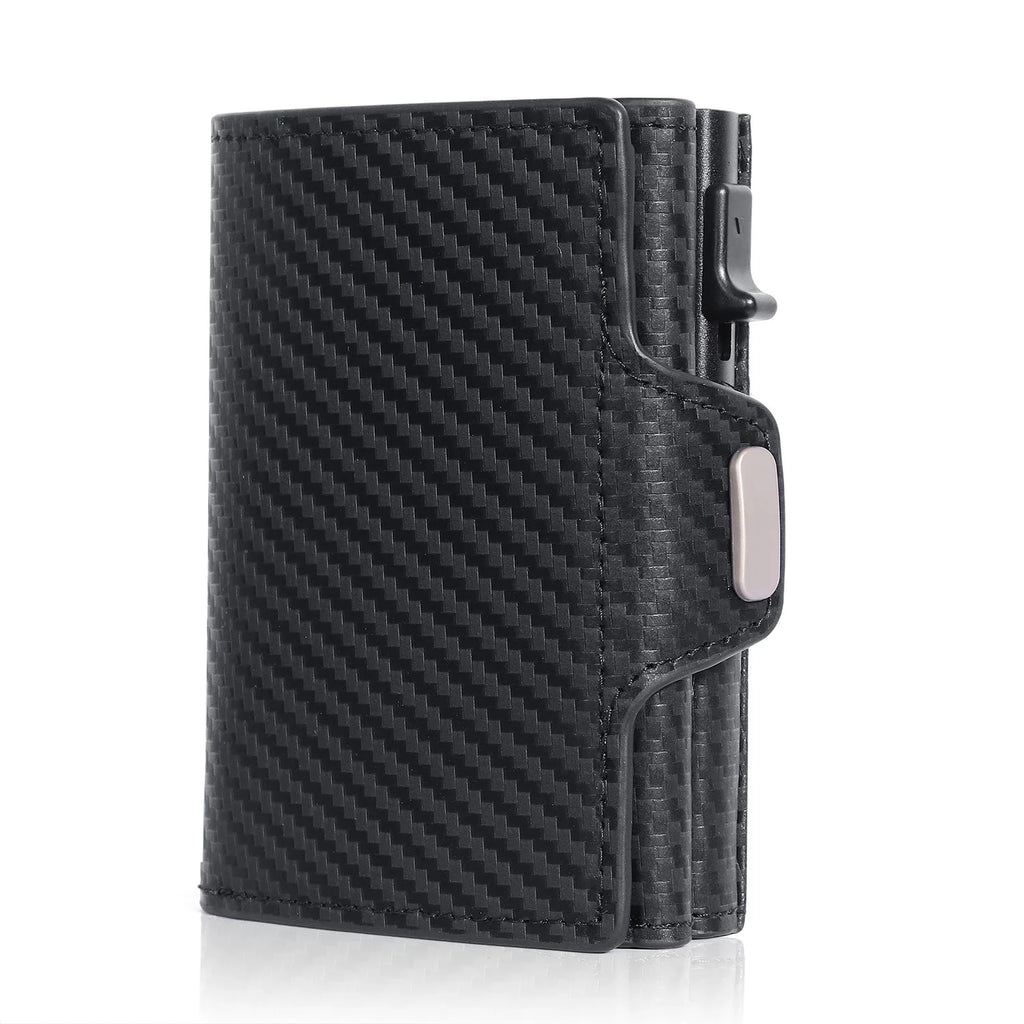 Genuine Leather RFID Pop-Up Compact Wallet with Secure Card Holder