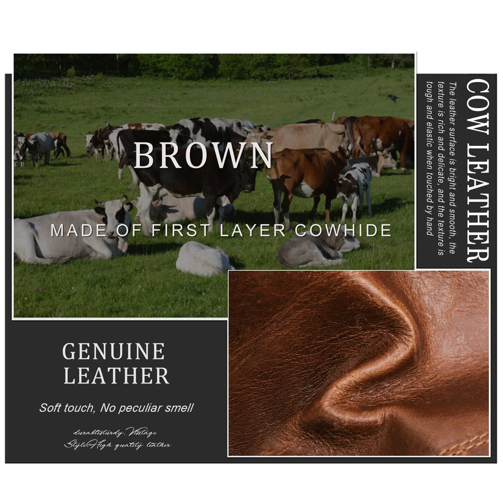 Genuine Leather Long Wallet with Zip and Snap Button, Unisex, Large Capacity