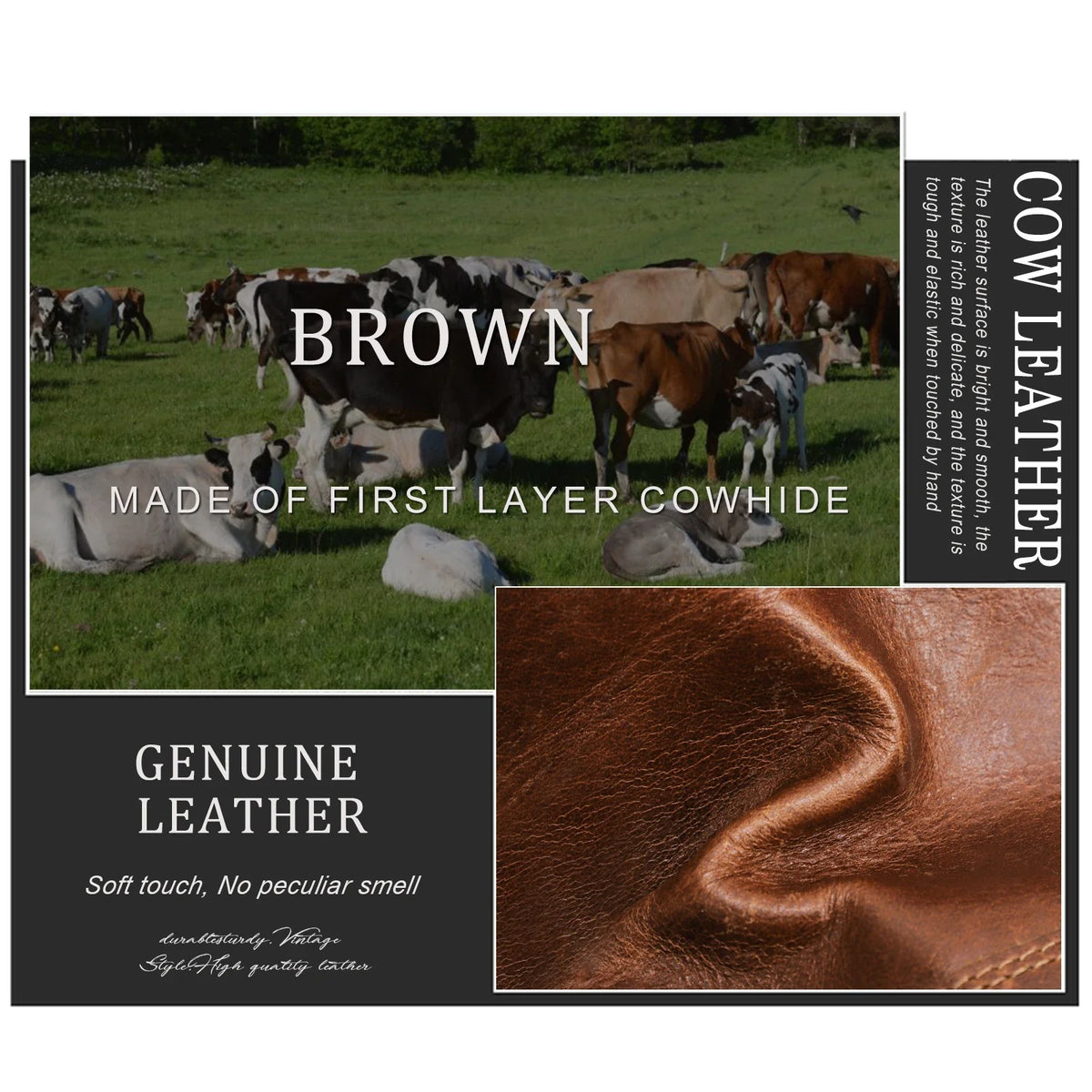Genuine Leather Long Wallet with Zip and Snap Button, Unisex, Large Capacity