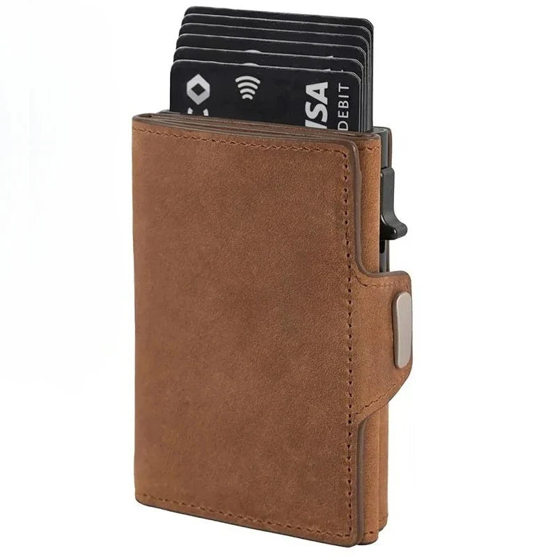 Genuine Leather and Aluminum Cardholder Wallet with Coin Pocket Image