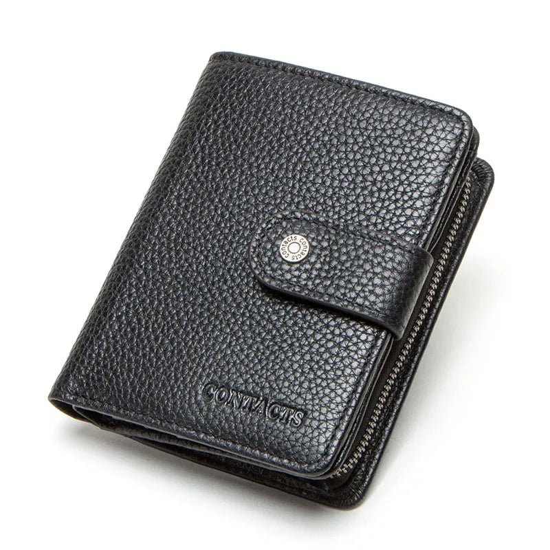 Genuine Leather Wallet for Men and Women with RFID Protection and Coin Pocket